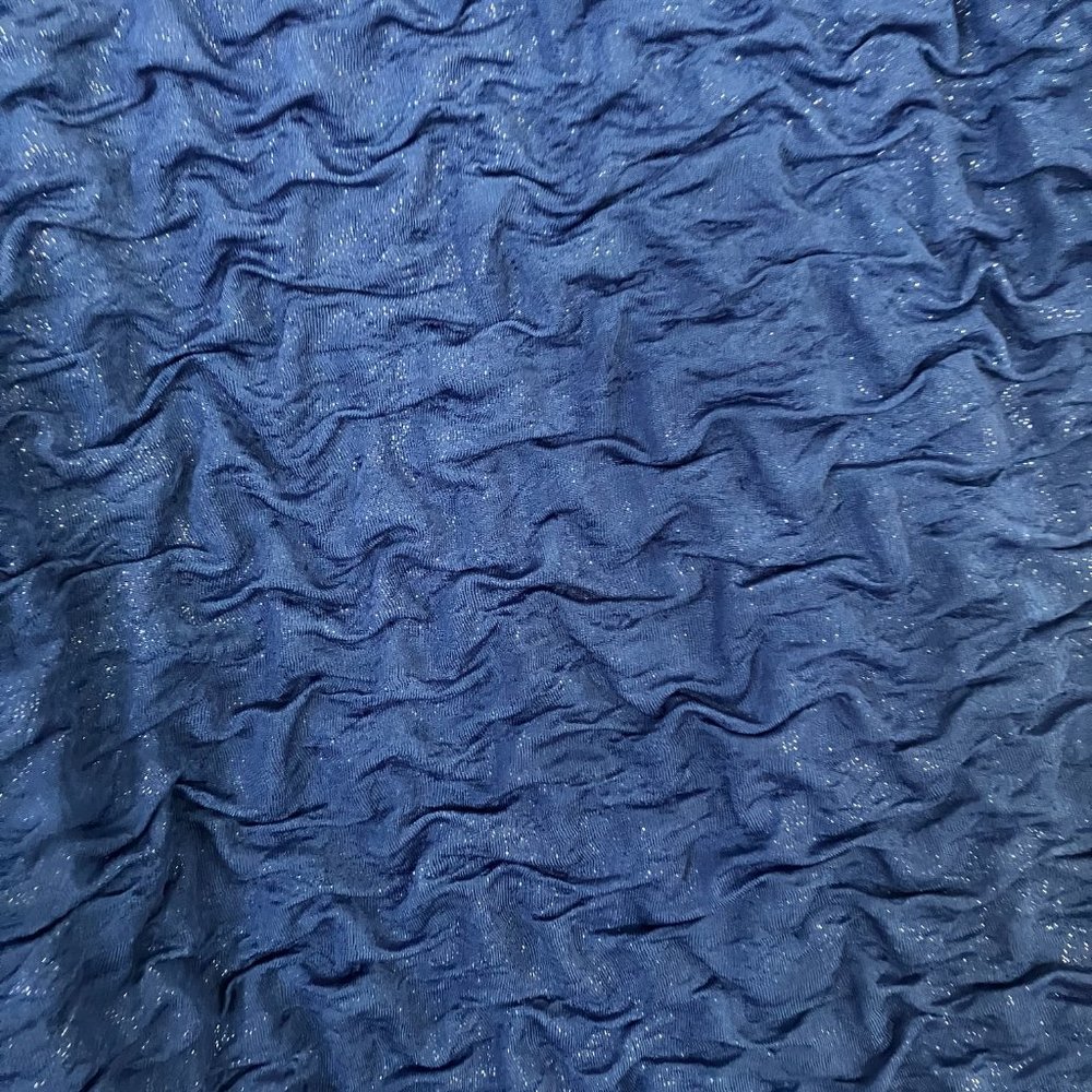Blue with Silver Metallic Threads Mini Dress - Picture 2 of 6